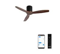 CREATE / WINDCALM NATURAL WOOD S/Ventilateur de plafond noir pales bois noyer Wifi et télécommande / 40W, Minuteur, Ø112 cm, 6 vitesses, 3 températures LED, fonction été-hiver