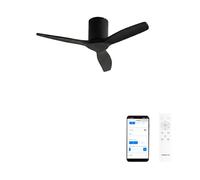 CREATE / WINDCALM NATURAL WOOD S/Ventilateur de plafond noir Wifi et télécommande / 40W, Minuteur, Ø112 cm, 6 vitesses, 3 températures LED, fonction été-hiver