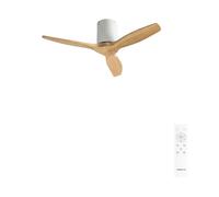 CREATE / WINDCALM S/Ventilateur ABS blanc pales effet bois clair avec télécommande / 40W, Silencieux, Ø112 cm, 6 vitesses, minuterie, fonction été-hiver