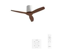 CREATE / WINDCALM S/Ventilateur ABS blanc pales effet bois foncé + contrôleur, télécommande / 40W, Minuterie, Ø112 cm, fonction été-hiver