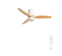 CREATE / WINDCALM S/Ventilateur ABS lumière blanc pales effet bois clair + télécommande / 40W, Silencieux, Ø112 cm, 6 vitesses, 3 températures lumière, minuterie, fonction été-hiver