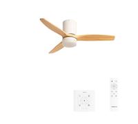 CREATE / WINDCALM S/Ventilateur de plafond ABS avec lumière blanc, pales effet bois clair, contrôleur et télécommande / 40W, Minuterie, Ø112 cm, 3 températures de lumière, fonction été-hiver