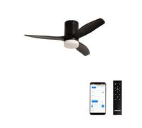 CREATE / WINDCALM S/Ventilateur de plafond ABS noir lumière avec Wifi et télécommande/Silencieux, Ø112 cm, 6 vitesses, 3 températures, fonction été-hiver