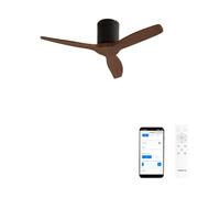 CREATE / WINDCALM S/Ventilateur de plafond ABS noir pales effet bois foncé avec Wifi et télécommande/Silencieux, Ø112 cm, 6 vitesses, minuterie, été-hiver