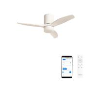 CREATE / WINDCALM S/Ventilateur plafond ABS lumière blanc Wifi + télécommande / 40W, Silencieux, Ø112 cm, 6 vitesses, 3 températures lumière, minuterie, fonction été-hiver