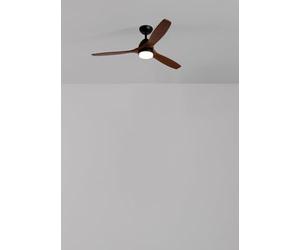 CREATE WINDCUP/Ventilateur de plafond avec lumière noire, pales en bois foncé avec télécommande, 40 W, silencieux, Ø132 cm, 3 températures de lumière, 2 hauteurs, fonction été/hiver