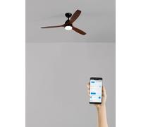 WIND CUP Ventilateur de plafond silencieux 40 W, Ø 132 cm, 100 % bois, avec éclairage et Wi-Fi