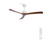 CREATE / WINDLARGE/Ventilateur de plafond avec télécommande, blanc pales bois foncé / 40W, silencieux, Ø152 cm, 6 vitesses, minuterie, 2 hauteurs, moteur DC, fonction été-hiver