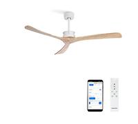 CREATE / WINDLARGE/Ventilateur de plafond avec télécommande et Wifi, blanc pales bois naturel / 40W, silencieux, Ø152 cm, 6 vitesses, minuterie, 2 hauteurs, moteur DC, fonction été-hiver