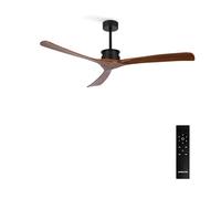 CREATE / WINDLARGE/Ventilateur de plafond avec télécommande, noir pales bois foncé / 40W, silencieux, Ø152 cm, 6 vitesses, minuterie, 2 hauteurs, moteur DC, fonction été-hiver