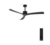 CREATE / WINDLARGE/Ventilateur de plafond noir avec télécommande, noir pales noires/ 40W, silencieux, Ø152 cm, 6 vitesses, minuterie, 2 hauteurs, moteur DC, fonction été-hiver