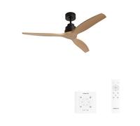 CREATE / WINDSTYLANCE M/Ventilateur ABS noir pales effet bois naturel + contrôleur, télécommande / 40W, Silencieux, Ø132 cm, 6 vitesses, minuterie, été-hiver, double hauteur