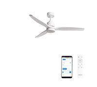 CREATE WINDSTYLANCE M/Ventilateur de plafond ABS avec lumière blanche avec Wi-Fi et télécommande, 40 W, silencieux, Ø132 cm, 6 vitesses, minuteur, été-hiver, double hauteur, moteur DC