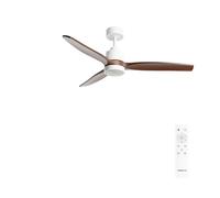 CREATE / WINDSTYLANCE M/Ventilateur de plafond ABS avec lumière blanche, pales effet bois foncé avec télécommande, 40 W, silencieux, Ø132 cm, 6 vitesses, minuteur, été-hiver, double hauteur, moteur DC
