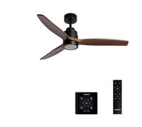 CREATE WINDSTYLANCE M/Ventilateur de plafond ABS avec lumière noire, pales effet bois foncé avec contrôleur et télécommande, 40 W, silencieux, Ø132 cm, 6 vitesses, été-hiver, double hauteur