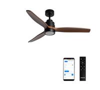 CREATE WINDSTYLANCE M/Ventilateur de plafond ABS avec lumière noire, pales effet bois foncé avec Wifi et télécommande, 40 W, silencieux, Ø132 cm, 6 vitesses, minuteur, été-hiver, double hauteur