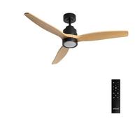 CREATE WINDSTYLANCE M/Ventilateur de plafond ABS avec lumière noire, pales effet bois naturel avec télécommande, 40 W, silencieux, Ø132 cm, 6 vitesses, minuteur, été-hiver, double hauteur