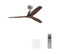 CREATE / WINDSTYLANCE M/Ventilateur de plafond ABS nickel pales bois foncé contrôleur et télécommande/Silencieux, Ø132 cm, 6 vitesses, minuterie, été-hiver, double hauteur