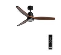 CREATE / WINDSTYLANCE M / Ventilateur de plafond ABS noir avec lumière, pales effet bois foncé avec télécommande / 40 W, silencieux, Ø132 cm, 6 vitesses, minuteur, été-hiver, double hauteur