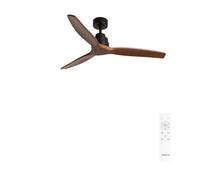 CREATE WINDSTYLANCE M/Ventilateur de plafond ABS noir, pales effet bois foncé avec télécommande, 40 W, silencieux, Ø132 cm, 6 vitesses, minuteur, été-hiver, double hauteur, moteur DC