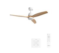 CREATE / WINDSTYLANCE M/Ventilateur de plafond en ABS avec éclairage blanc, pales effet bois naturel, avec contrôleur et télécommande / 40 W, Ø 132 cm, 6 vitesses, mode été-hiver, double hauteur