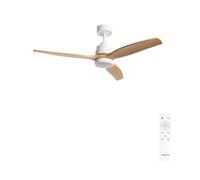 CREATE / WINDSTYLANCE M/Ventilateur de plafond en ABS avec éclairage blanc, pales effet bois naturel et télécommande / 40 W, Ø 132 cm, 6 vitesses, mode été-hiver, double hauteur, moteur DC