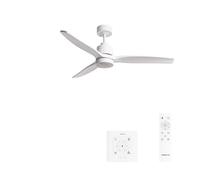 CREATE WINDSTYLANCE M Ventilateur de plafond en ABS avec lumière blanche, avec commande murale et télécommande, 40 W, silencieux, Ø 132 cm, 6 vitesses, minuterie, été-hiver, double hauteur, moteur DC