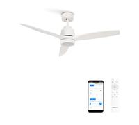 CREATE / WINDSTYLANCE NATURAL WOOD S/Ventilateur de plafond avec lumière blanc avec Wifi et télécommande / 40W, Silencieux, Ø112 cm, 6 vitesses, minuteur, fonction été-hiver, double hauteur