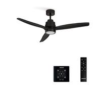 CREATE / WINDSTYLANCE NATURAL WOOD S/Ventilateur de plafond avec lumière noir avec contrôleur mural et télécommande / 40W, Silencieux, Ø112 cm, 6 vitesses, fonction été-hiver, double hauteur