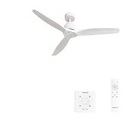 CREATE / WINDSTYLANCE NATURAL WOOD/Ventilateur de plafond avec contrôleur murale et télécommande, blanc / 40W, Silencieux, Ø132 cm, 6 vitesses, minuterie, été-hiver, double hauteur