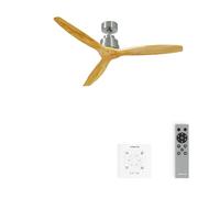 CREATE / WINDSTYLANCE NATURAL WOOD/Ventilateur de plafond avec contrôleur murale et télécommande, niquel pales bois naturel / 40W, silencieux, Ø132 cm, 6 vitesses, programmable moteur