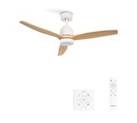 WIND STYLANCE M - Ventilateur de plafond 40W silencieux 100% bois Ø 132 cm avec eclaraige avec contrôleur mural Blanc G