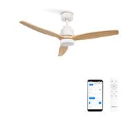 WIND STYLANCE M - Ventilateur de plafond 40W silencieux 100% bois Ø 132 cm avec eclaraige avec wifi G