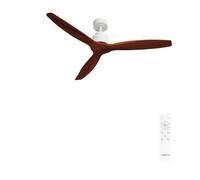 CREATE / WINDSTYLANCE NATURAL WOOD/Ventilateur de plafond avec télécommande, blanc pales en bois foncé / 40W, Silencieux, Ø132 cm, 6 vitesses, minuterie, été-hiver, double hauteur