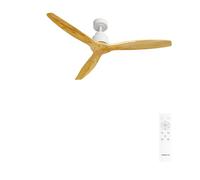 CREATE / WINDSTYLANCE NATURAL WOOD/Ventilateur de plafond avec télécommande, blanc pales en bois naturel / 40W, Silencieux, Ø132 cm, 6 vitesses, minuterie, été-hiver, double hauteur