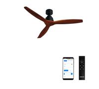 CREATE / WINDSTYLANCE NATURAL WOOD/Ventilateur de plafond avec Wifi et télécommande, noir pales bois foncé / 40W, silencieux, Ø132 cm, 6 vitesses, programmable, fonction été-hiver