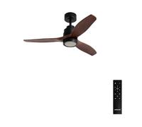 CREATE WINDSTYLANCE S/Ventilateur de plafond ABS avec lumière noire, pales effet bois foncé avec télécommande, 40 W, minuteur, Ø112 cm, 6 vitesses, 3 températures de lumière, été-hiver, double hauteur