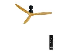 CREATE / WINDSTYLANCE/Ventilateur de plafond avec télécommande, noir pales bois naturel / 40W, silencieux, Ø132 cm, 6 vitesses, programmable, fonction été-hiver