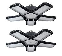 CREATESTAR Éclairage LED 5+1 Pour Garage, 120W Lampe d'Atelier à 5 Panneaux Ajustables, E26/E27 Super Brillant Pour Entrepôt, Sous-Sol, Cuisine (Paquet de 2)
