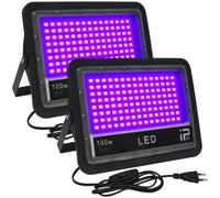 CREATESTAR Lumiere Noire 100W, LED Lumiere Noire Extérieur Lot de 2, 395-405nm Projecteur Lumière UV, Etanche IP66 Lumiere Noire Soiree Fluo pour Glow Party,Neon Fête,Body Painting