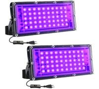 CREATESTAR Lumière Noire LED 50W, Projecteur lumière noire UV, étanche IP65 Projecteur UV LED pour Disco Halloween fête lumineuse Affiche fluorescente Bar éclairage de scène (2)
