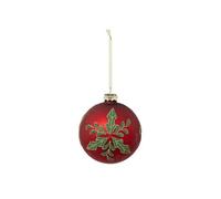 Atmosphera Boule de Noël en verre Houx 10 cm Rouge