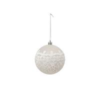 Boule de Noël Fleur en Dentelle 8cm Blanc