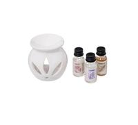 Brûle-Parfum & 3 Flacons d'Huiles Pura 10ml Floral