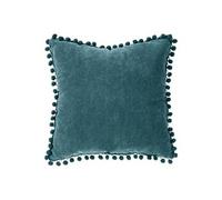 Créateur d'intérieur - Coussin à Pompons "Jao" 40x40cm Bleu Canard