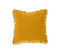 Atmosphera - Coussin Pompons - Jaune Ocre - 40x40 cm
