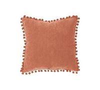 Atmosphera – Coussin à pompons Jao – déhoussable – Rose Terracotta – 40x40 cm