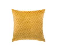Atmosphera - Coussin Losange 3D - Flanelle déhoussable - Jaune moutarde 40x40 cm
