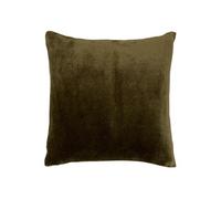 Atmosphera – Coussin Ollis – Flanelle velours, déhoussable – Vert kaki 38x38x9 cm