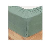 Créateur d'intérieur - Drap Housse en Gaze de Coton "Flora" 160x200cm Vert Céladon